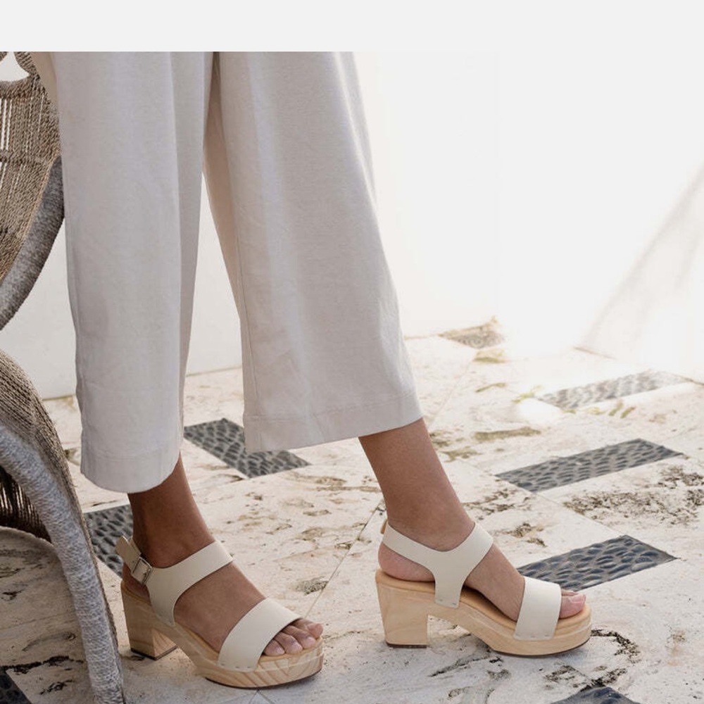 Nisolo x Anthropologie NIB all day open toe clog in bone